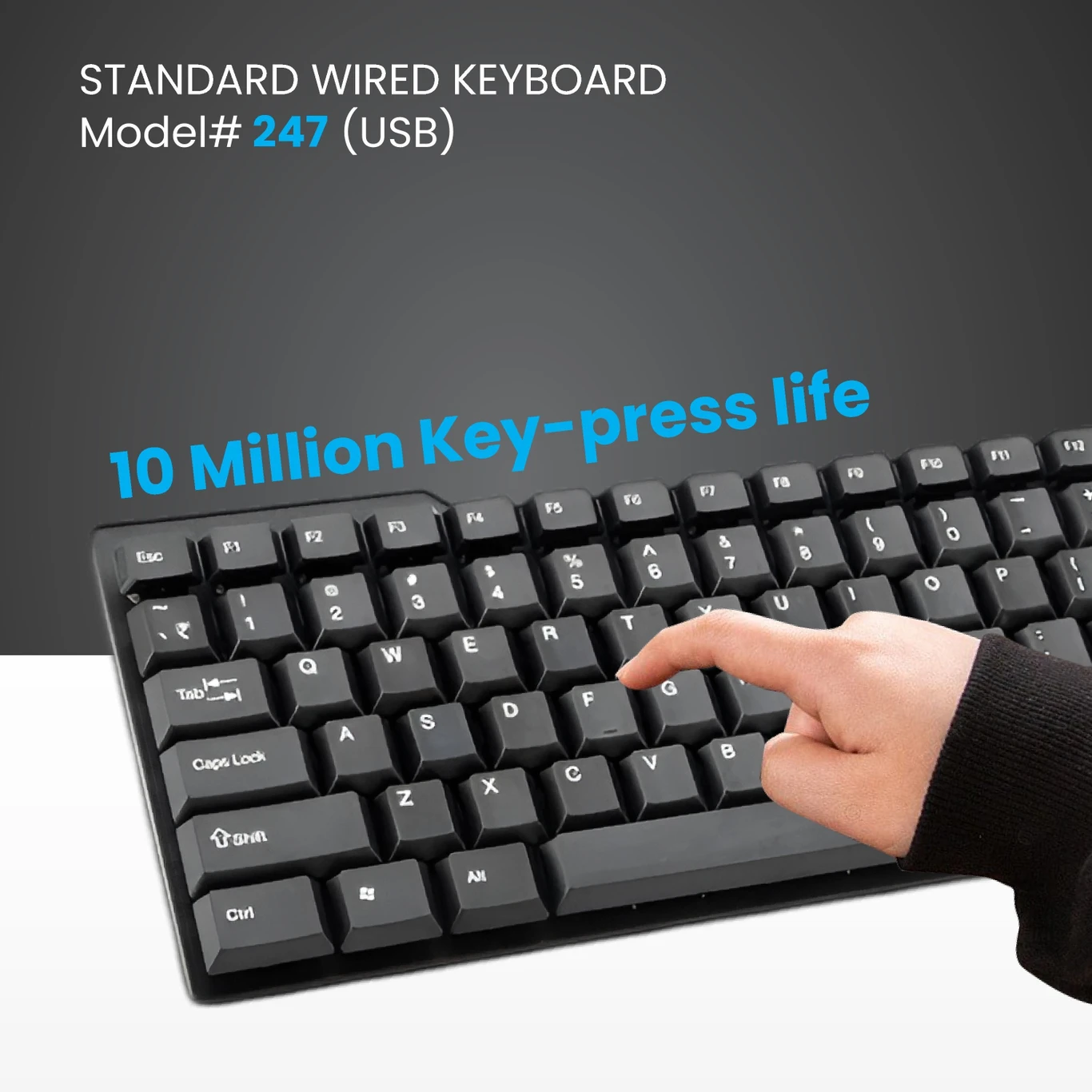 PRODOT QWERTY Keyboard with Low Profile Keys for Windows, Mac, PC, Laptop (KB-Alive) Wired USB Standard Multi-device Keyboard Compatible with Desktop, Laptop, Mac stand support,KB-Alive (Black)